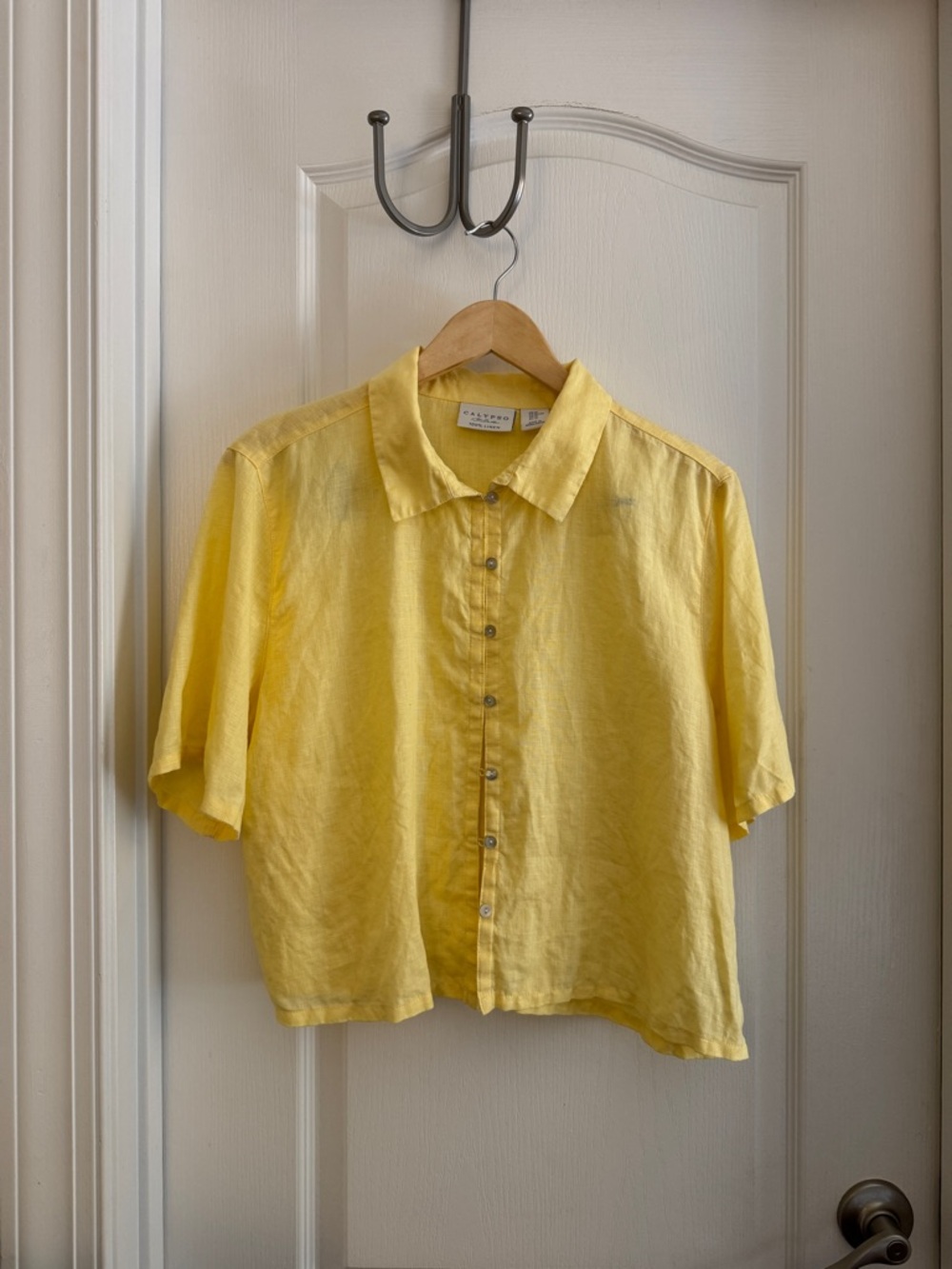 Calypso St. Barth Lemon Yellow Linen Button-Up Shirt